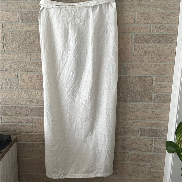 Ivan Grundahl White 100% linen True Wrap Adjustable waist Classic Maxi Skirt S - Picture 4 of 6